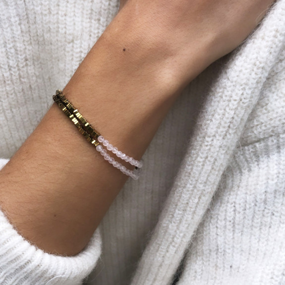 Bracelet double Myriade - Quartz Rose